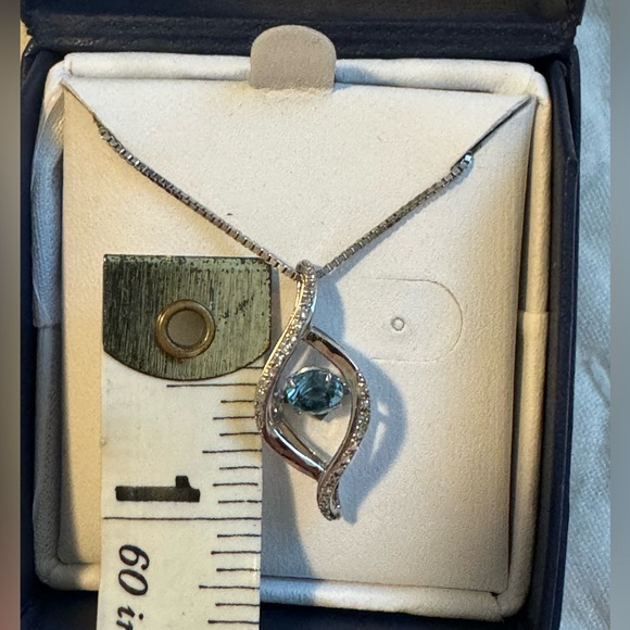 Topaz & Diamond Silver Pendant Chain New! - Picture 4 of 5